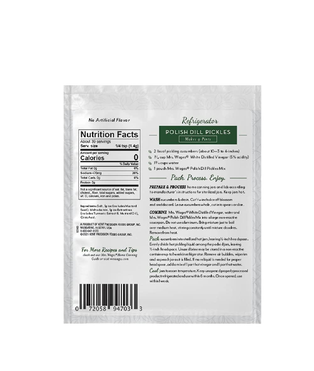 image:imageMrs Wages Medium Spicy Pickles Refrigerator Pickle Mix Quick and Easy SimpleToUse Simple Homemade Pickles Flavorful Spice 185 oz Packet Value Pack of 12Polish Dill