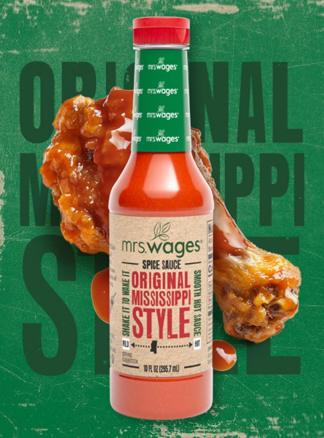 image:imageMrs Wages Original Mississippi Style Spice Sauce Medium Hot Sauce Perfect For Wings Chicken Dip Kabobs Zesty Tangy Cayenne Pepper amp Vinegar Flavorful Heat Smooth Hot Sauce 10 fl oz BottleOriginal Mississippi