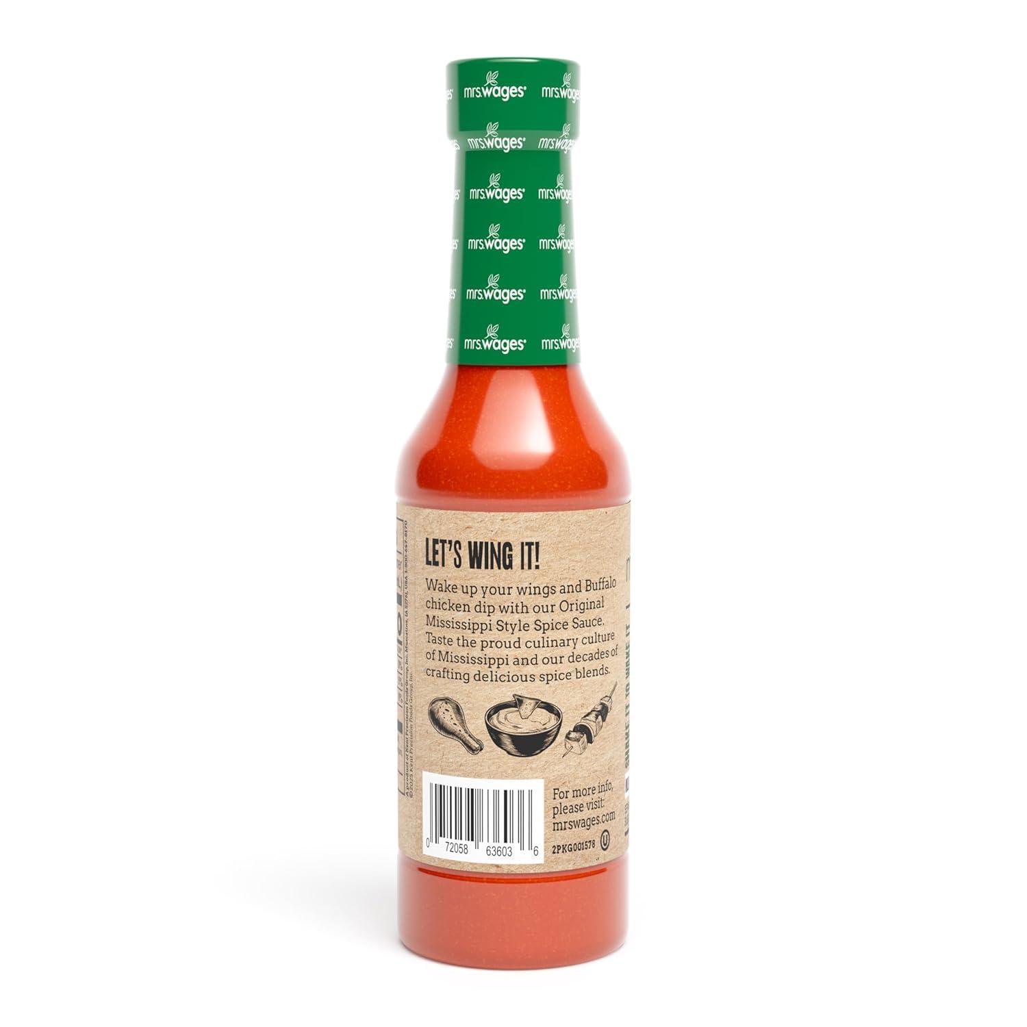 image:imageMrs Wages Original Mississippi Style Spice Sauce Medium Hot Sauce Perfect For Wings Chicken Dip Kabobs Zesty Tangy Cayenne Pepper amp Vinegar Flavorful Heat Smooth Hot Sauce 10 fl oz BottleOriginal Mississippi