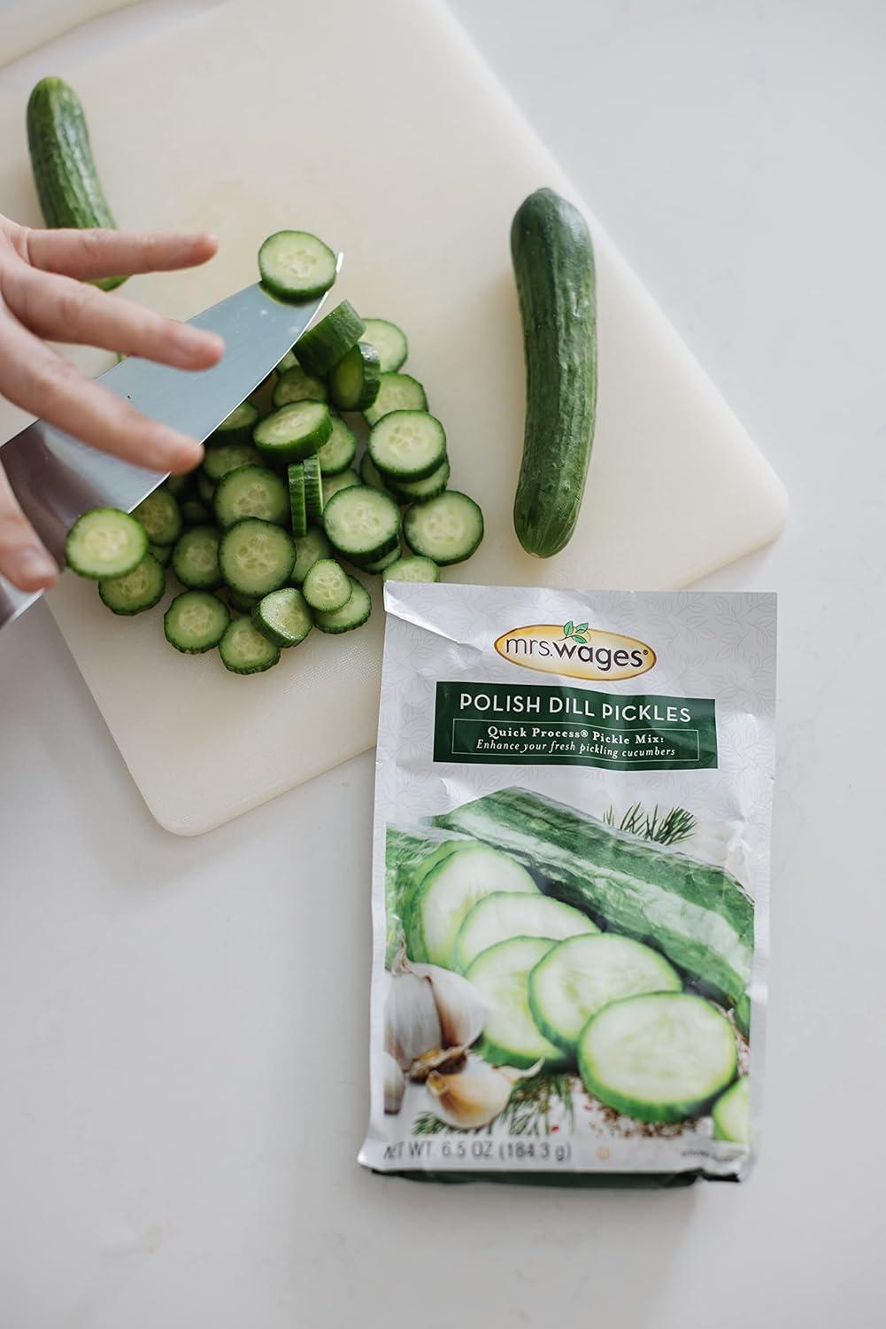 image:imageMrs Wages Polish Dill Pickles Quick Process Mix Quick and Easy SimpleToUse Simple Homemade Pickles Traditional Pickle Flavoring 65 oz Packet Value Pack of 6
