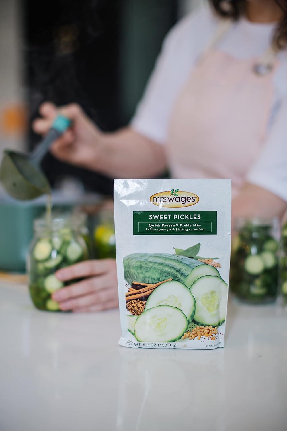 image:imageMrs Wages Sweet Pickles Quick Process Mix Quick and Easy SimpleToUse Simple Homemade Pickles Sweet Traditonal Pickle Flavoring 53 oz Packet Value Pack of 6