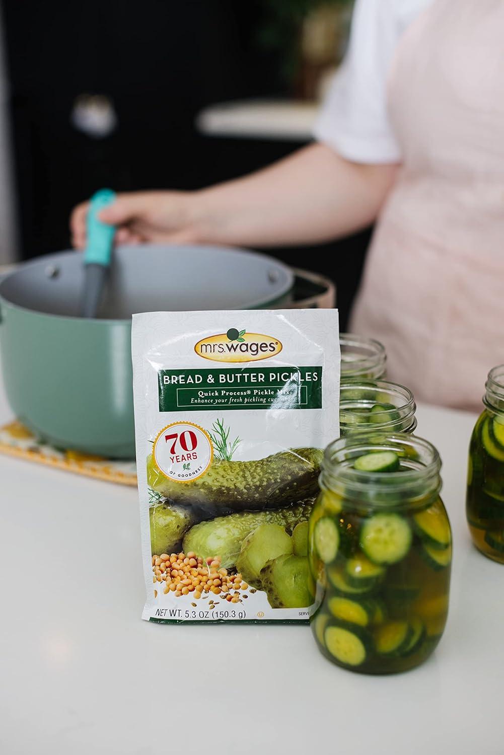 image:imageMrs Wages Zesty Bread and Butter Pickles Quick Process Mix Quick and Easy SimpleToUse Sweet Sour amp Spice Flavor Enhance Pickled Cucumbers 62 oz Packet Value Pack of 12Bread and Butter