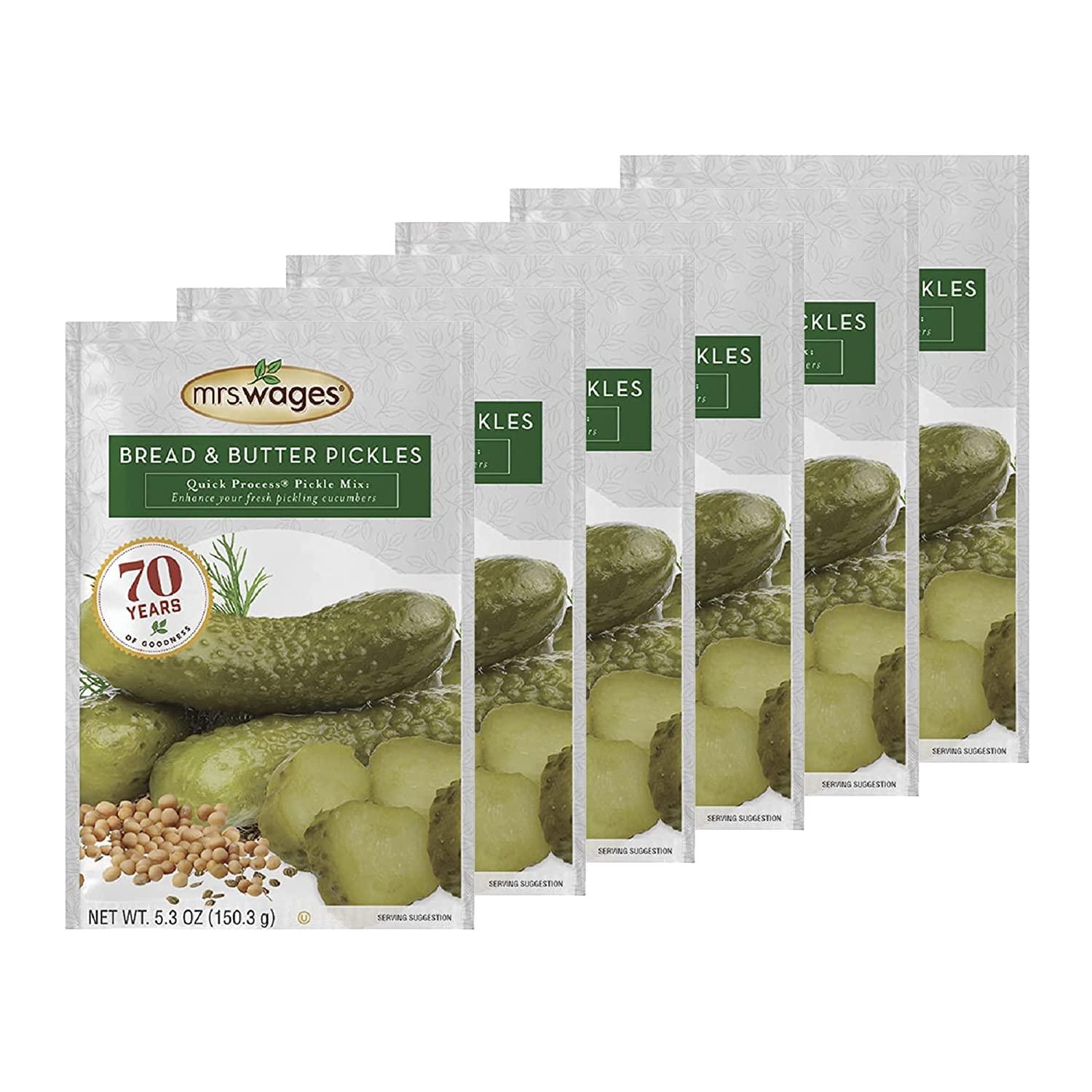 image:imageMrs Wages Zesty Bread and Butter Pickles Quick Process Mix Quick and Easy SimpleToUse Sweet Sour amp Spice Flavor Enhance Pickled Cucumbers 62 oz Packet Value Pack of 12Bread and Butter