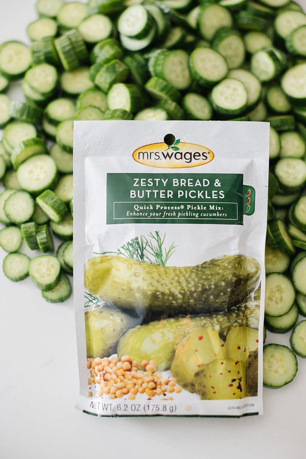 image:imageMrs Wages Zesty Bread and Butter Pickles Quick Process Mix Quick and Easy SimpleToUse Sweet Sour amp Spice Flavor Enhance Pickled Cucumbers 62 oz Packet Value Pack of 12Zesty Bread and Butter