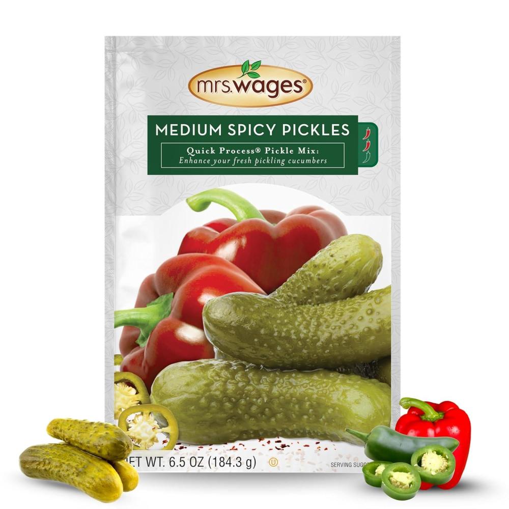 image:imageMrs Wages Medium Spicy Pickles Quick Process Mix Quick and Easy SimpleToUse Flavorful Spice Easy Way to Make Pickles Great Snack 65 oz Packet Value Pack of 12Medium Spicy