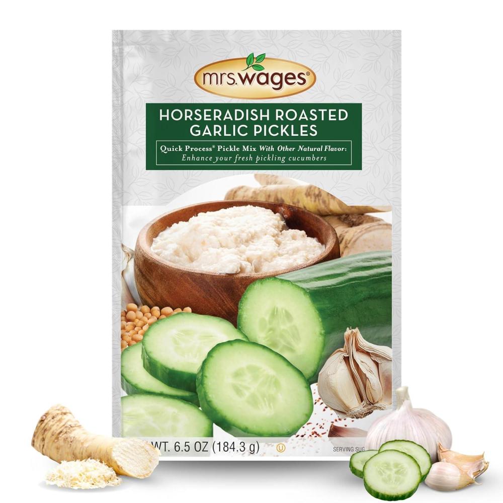 image:imageMrs Wages Medium Spicy Pickles Quick Process Mix Quick and Easy SimpleToUse Flavorful Spice Easy Way to Make Pickles Great Snack 65 oz Packet Value Pack of 12Horseradish Roasted Garlic
