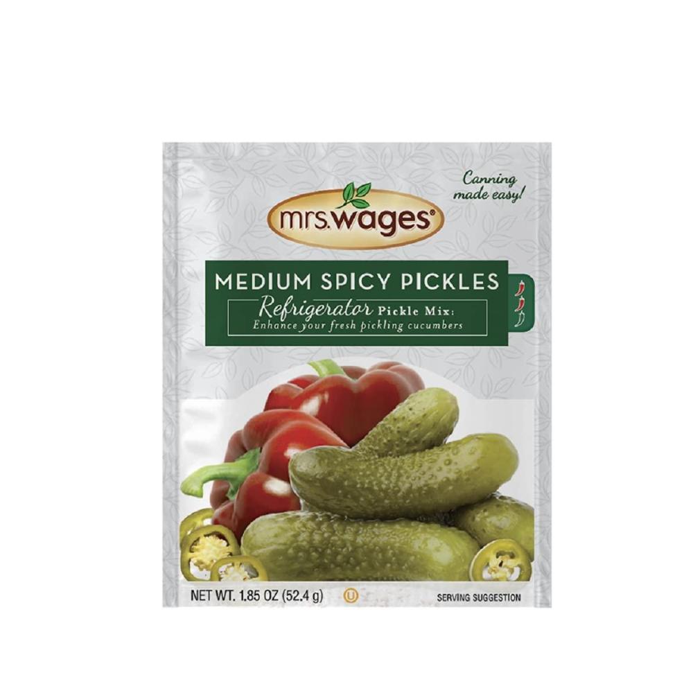 image:imageMrs Wages Medium Spicy Pickles Refrigerator Pickle Mix Quick and Easy SimpleToUse Simple Homemade Pickles Flavorful Spice 185 oz Packet Value Pack of 12Medium Spicy