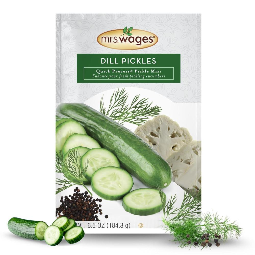 image:imageMrs Wages Pickled Okra and Vegetables Quick Process Mix Quick and Easy SimpleToUse Great Flavor Enhance Pickled Vegetables 336 oz Packet Value Pack of 12Dill