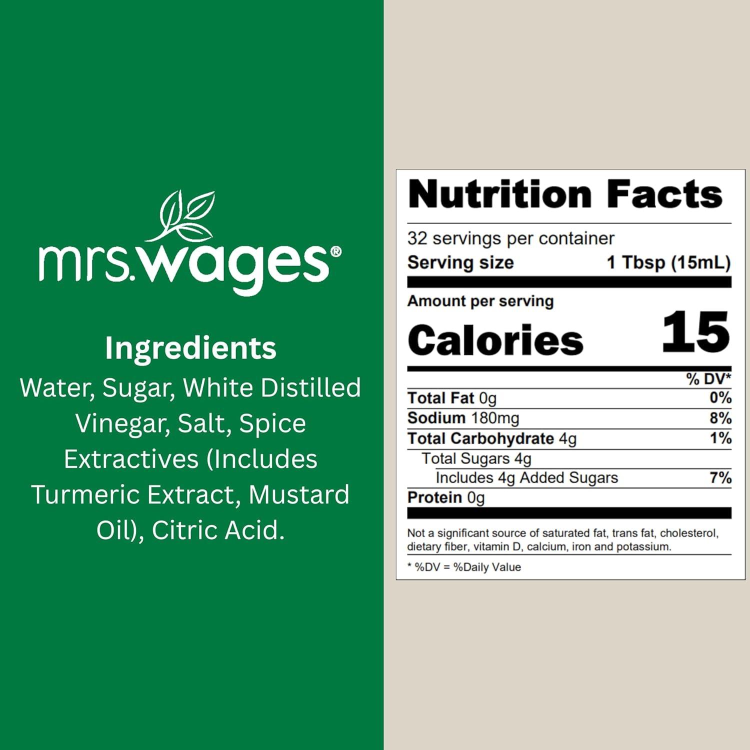 image:imageMrs Wages 1 Step Pickle Bread And Butter Pickling Mix DIY Fresh Pickles in 8 Hours Gluten Free Kosher No Artificial Flavor Each Bottle Makes 2 Pints16 fl oz Bottle VALUE PACK of 6Bread Butter