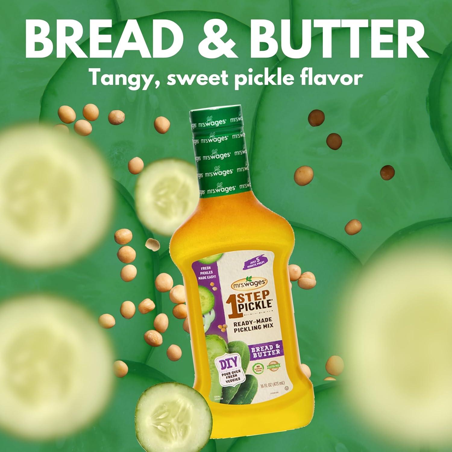 image:imageMrs Wages 1 Step Pickle Bread And Butter Pickling Mix DIY Fresh Pickles in 8 Hours Gluten Free Kosher No Artificial Flavor Each Bottle Makes 2 Pints16 fl oz Bottle VALUE PACK of 6Bread Butter