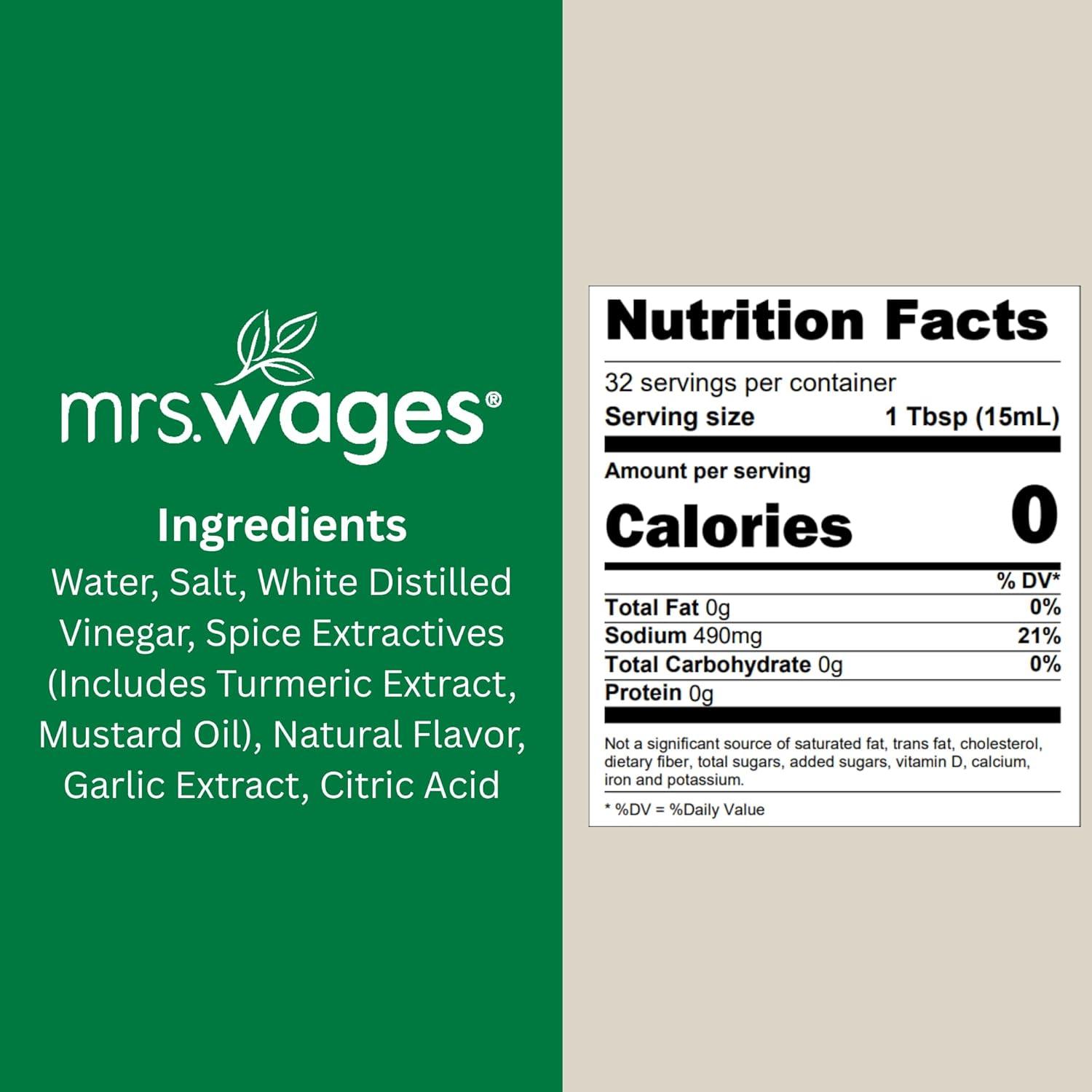 image:imageMrs Wages 1 Step Pickle Bread And Butter Pickling Mix DIY Fresh Pickles in 8 Hours Gluten Free Kosher No Artificial Flavor Each Bottle Makes 2 Pints16 fl oz Bottle VALUE PACK of 6Spicy Garlic