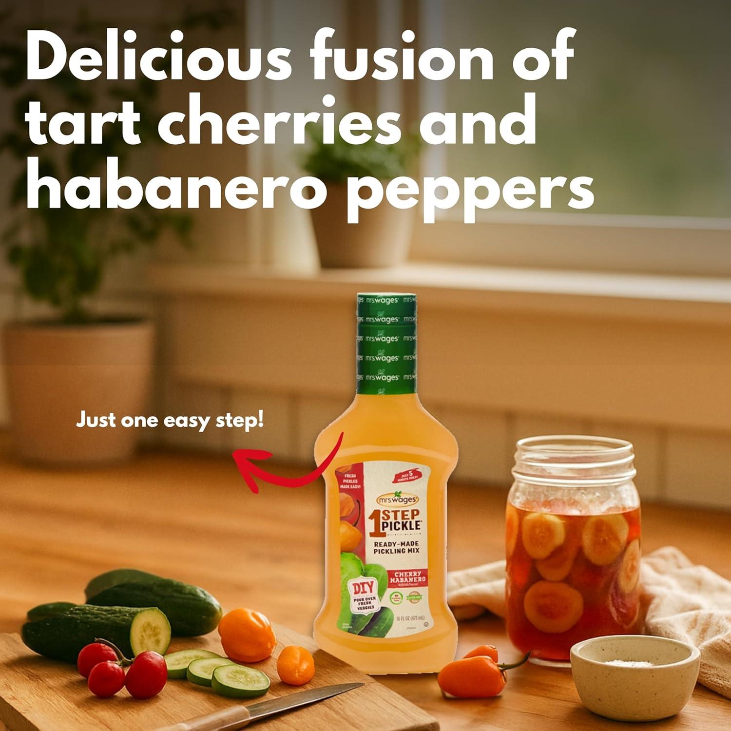 image:imageMrs Wages 1 Step Pickle Bread And Butter Pickling Mix DIY Fresh Pickles in 8 Hours Gluten Free Kosher No Artificial Flavor Each Bottle Makes 2 Pints16 fl oz Bottle VALUE PACK of 6Cherry Habanero