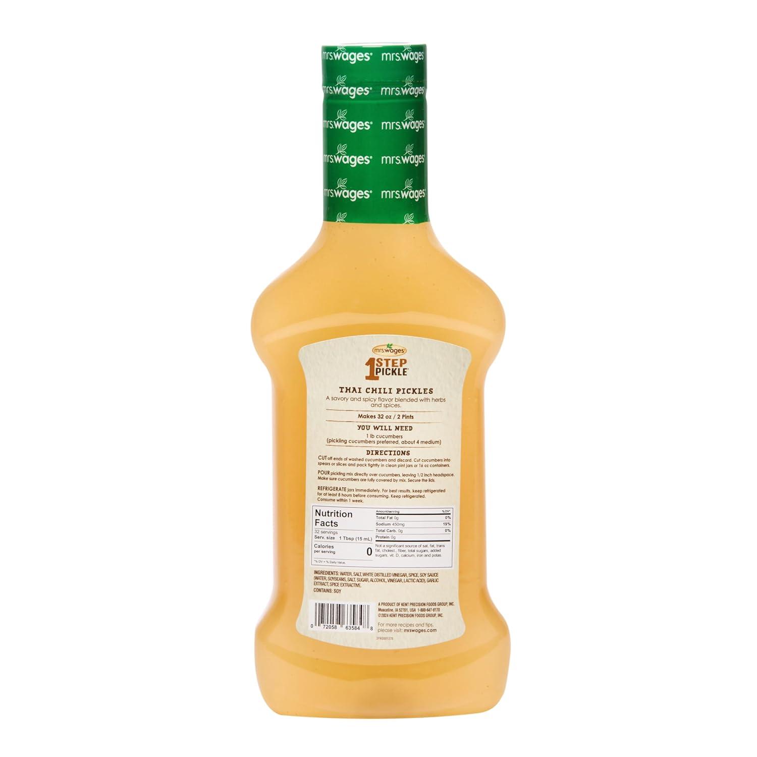 image:imageMrs Wages 1 Step Pickle Bread And Butter Pickling Mix DIY Fresh Pickles in 8 Hours Gluten Free Kosher No Artificial Flavor Each Bottle Makes 2 Pints16 fl oz Bottle VALUE PACK of 6Thai Chili