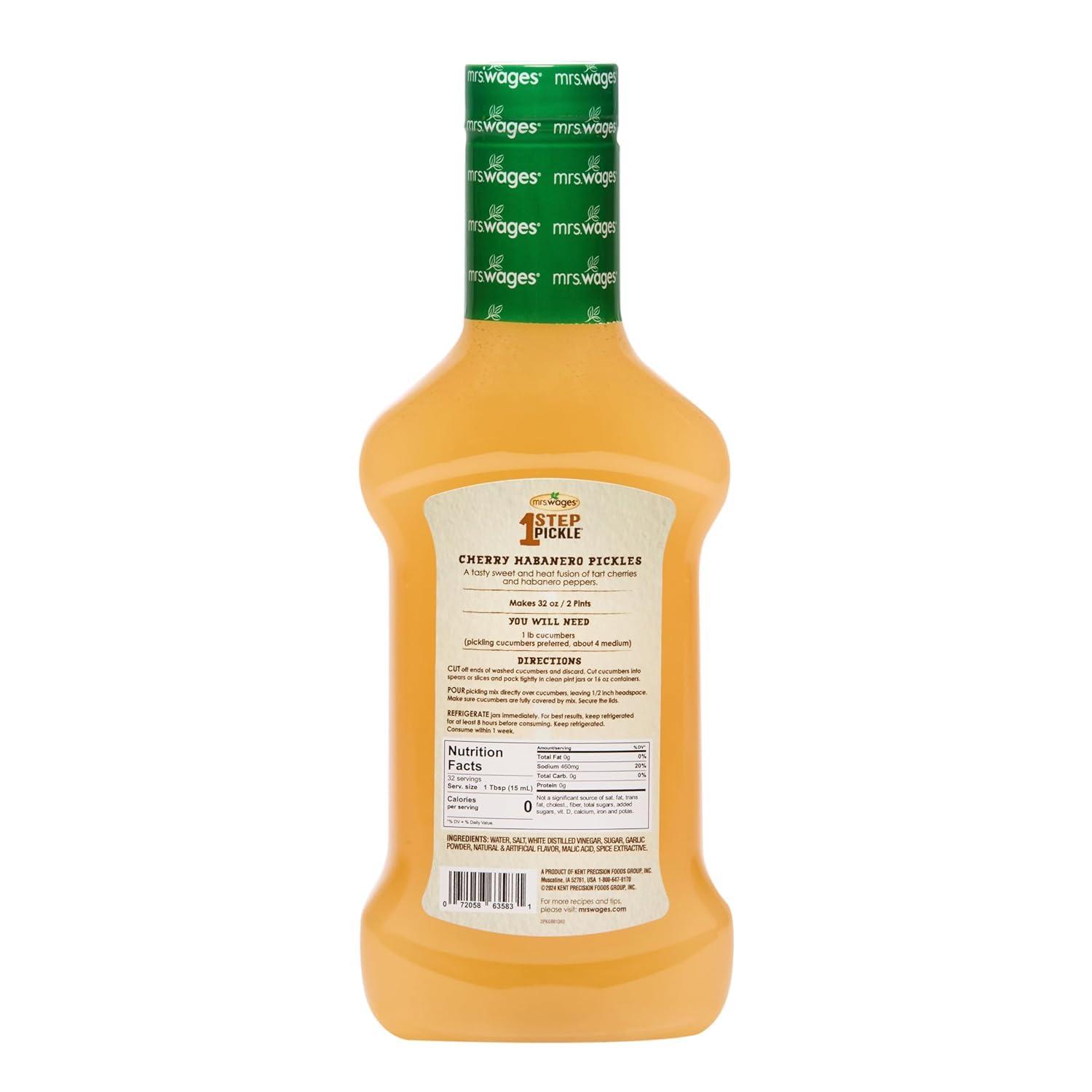 image:imageMrs Wages 1 Step Pickle Bread And Butter Pickling Mix DIY Fresh Pickles in 8 Hours Gluten Free Kosher No Artificial Flavor Each Bottle Makes 2 Pints16 fl oz Bottle VALUE PACK of 6Cherry Habanero