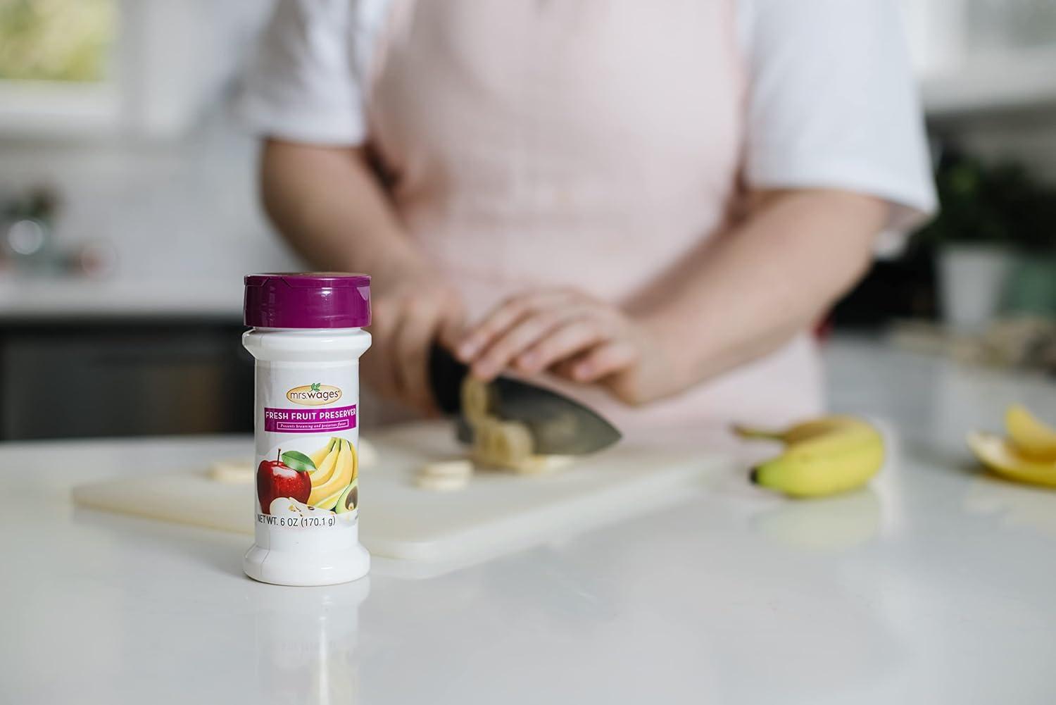 image:imageMrs Wages Fresh Fruit Preserver Protects Color amp Flavor in Fruits Prevents Browning Use on Fresh Frozen or Canned Fruit Shaker Bottle for Easy Use 6 Oz Shaker Bottle Pack of 6Fresh Fruit Preserver