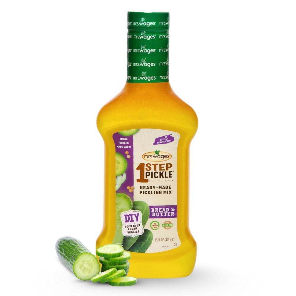image:imageMrs Wages 1 Step Pickle Bread And Butter Pickling Mix DIY Fresh Pickles in 8 Hours Gluten Free Kosher No Artificial Flavor Each Bottle Makes 2 Pints16 fl oz Bottle VALUE PACK of 6Bread Butter