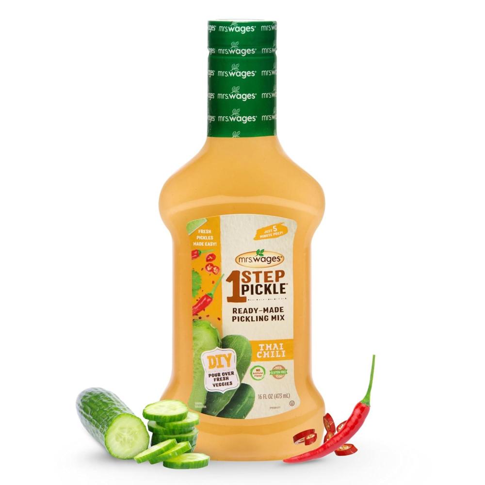 image:imageMrs Wages 1 Step Pickle Bread And Butter Pickling Mix DIY Fresh Pickles in 8 Hours Gluten Free Kosher No Artificial Flavor Each Bottle Makes 2 Pints16 fl oz Bottle VALUE PACK of 6Thai Chili