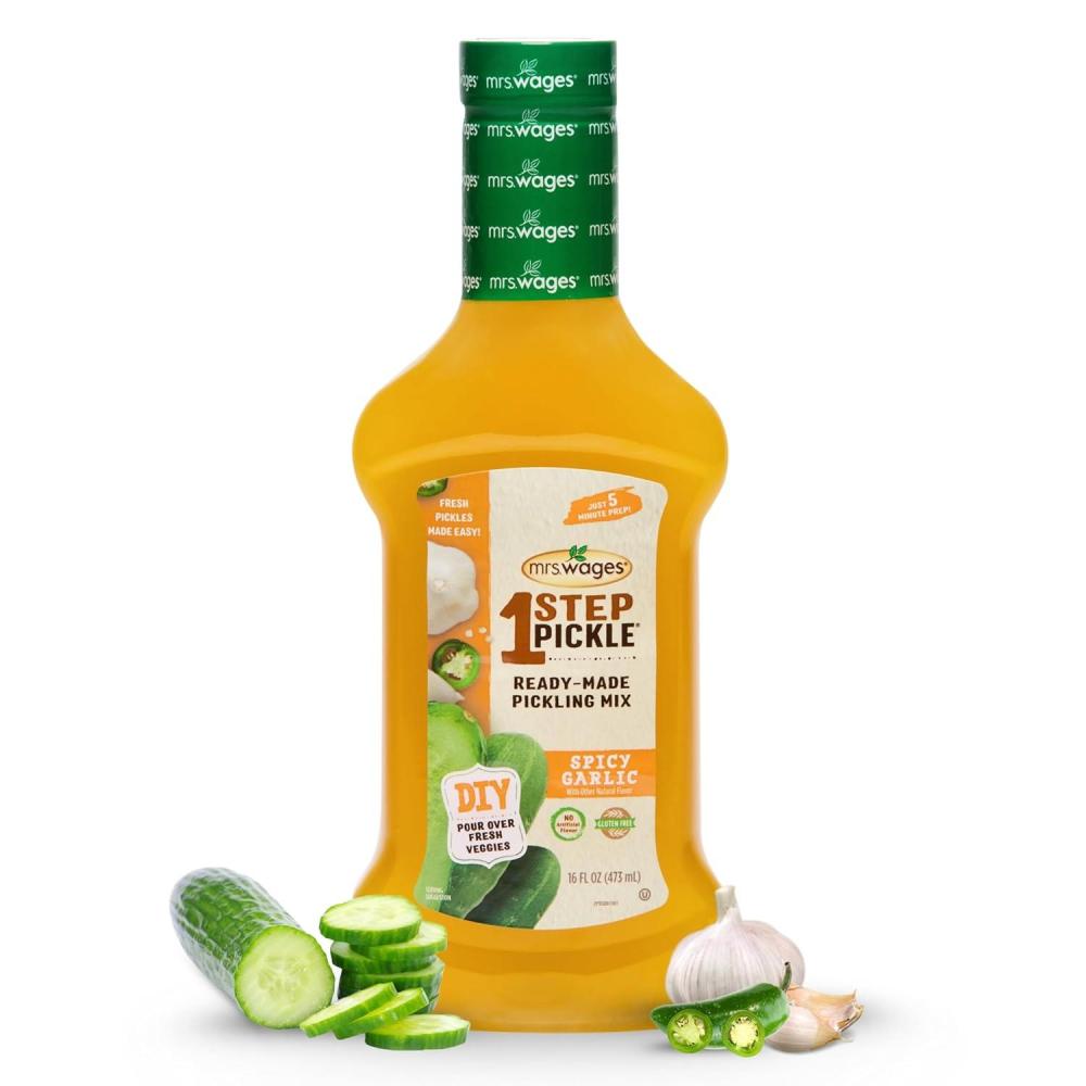 image:imageMrs Wages 1 Step Pickle Bread And Butter Pickling Mix DIY Fresh Pickles in 8 Hours Gluten Free Kosher No Artificial Flavor Each Bottle Makes 2 Pints16 fl oz Bottle VALUE PACK of 6Spicy Garlic