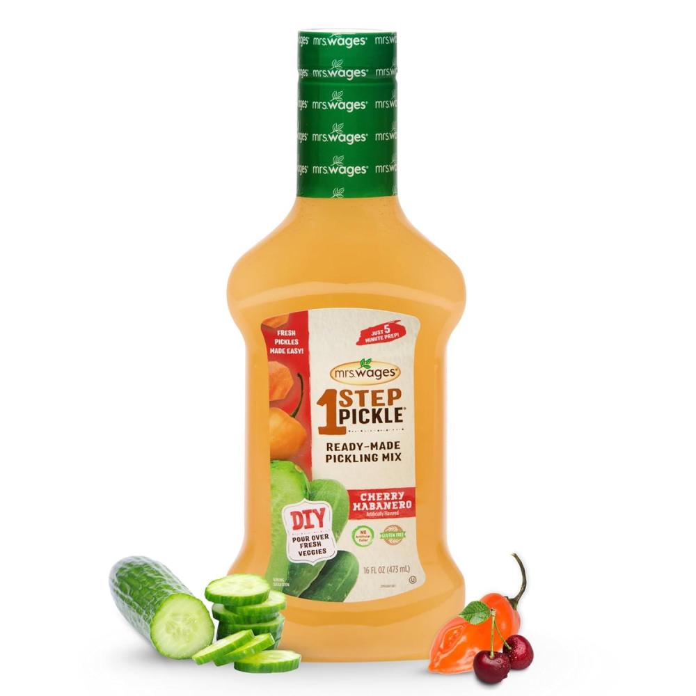 image:imageMrs Wages 1 Step Pickle Bread And Butter Pickling Mix DIY Fresh Pickles in 8 Hours Gluten Free Kosher No Artificial Flavor Each Bottle Makes 2 Pints16 fl oz Bottle VALUE PACK of 6Cherry Habanero