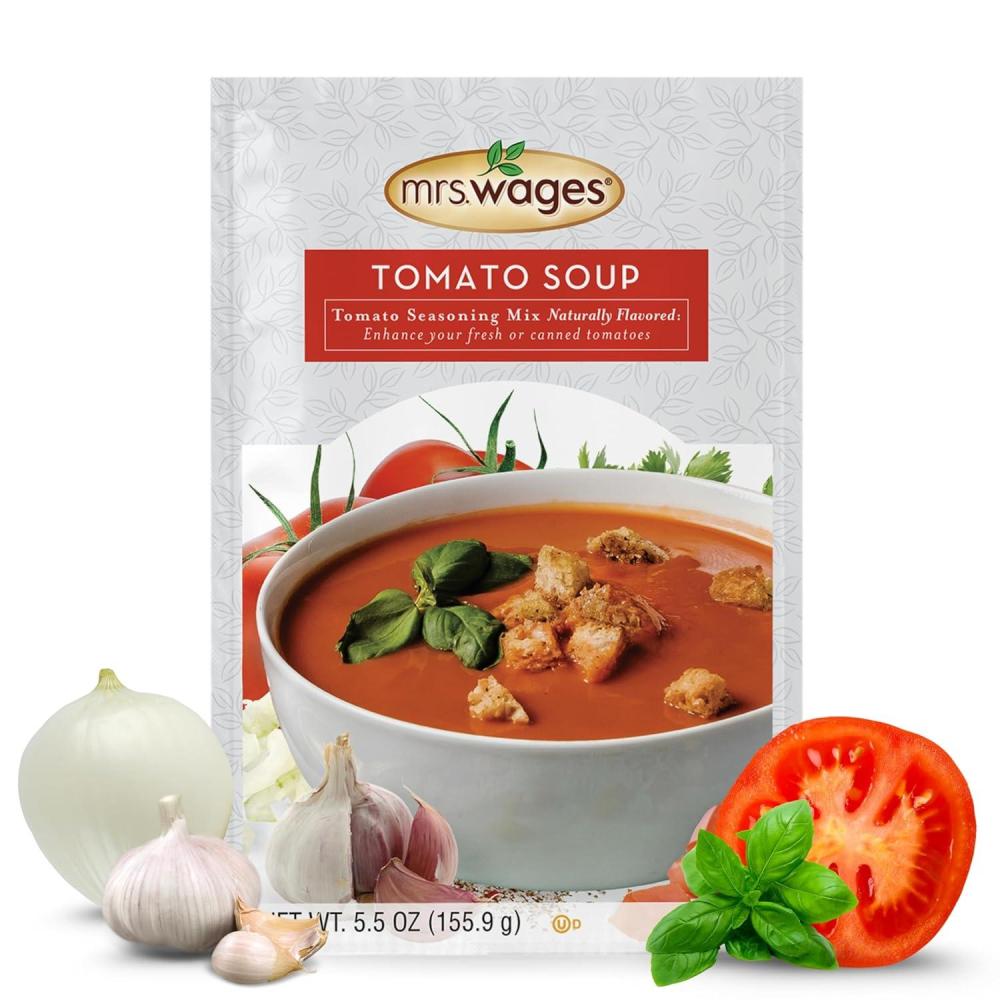 image:imageMrs Wages Tomato Soup Seasoning Mix EasyToUse Simple Homemade Tomato Soup Great Flavor Easy To Freeze or Serve Fresh Naturally Flavored 55 oz Packet Value Pack of 6Tomato Soup
